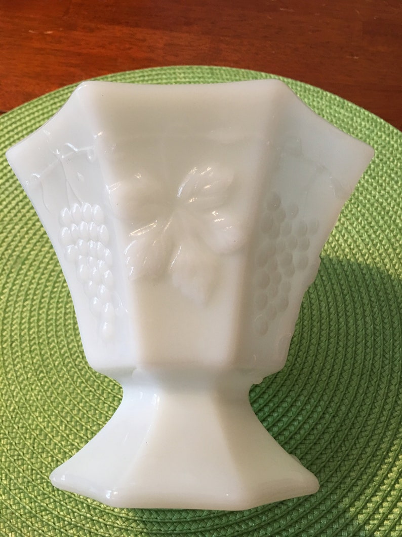 Milk glass fruit/grape pattern dish Etsy