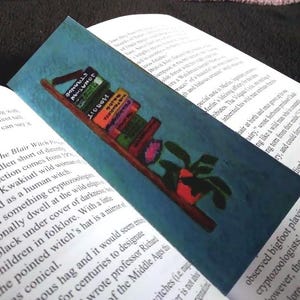 Bookmark - Fantasy Reader&#39;s Bookshelf Illustration - Gift for Book Lovers - Small Art for Small Spaces