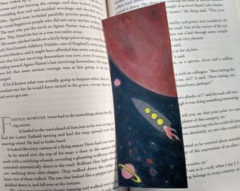 Bookmark - Rocket Ship in Space - Small Sci-Fi Art Print