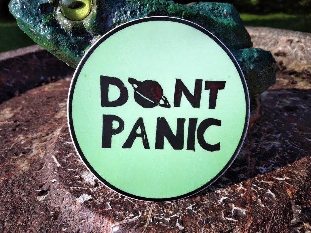 Sticker Don't Panic Hitchhiker's Guide to the Galaxy Linoprint Art 3