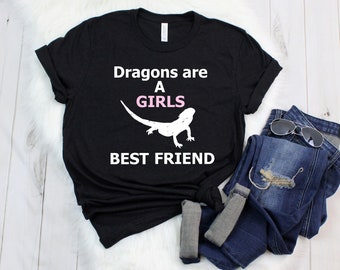 Bearded Dragon Shirt - Womens Reptile T Shirts - Reptile T Shirts - Dragons are a Girl&#39;s Best Friend - Bearded Dragon Tee Shirts
