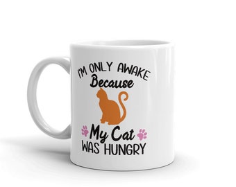 Grappige Kat zegt mok ik ben alleen wakker omdat mijn kat honger had