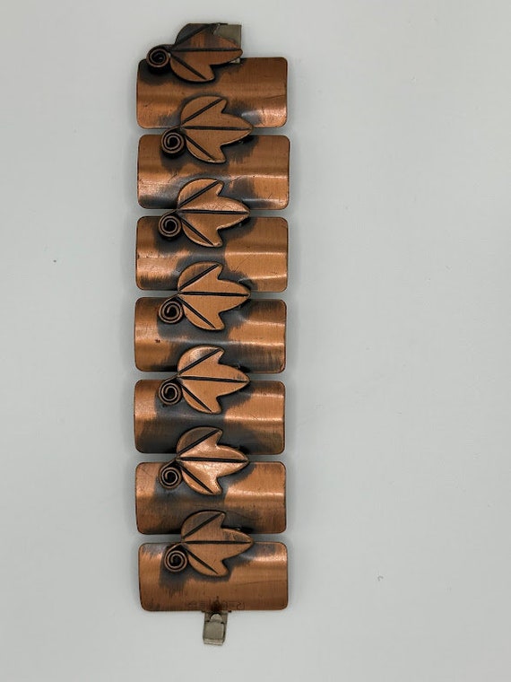 Rebajes Copper Leaf Scroll Bracelet Mid-Century - image 3