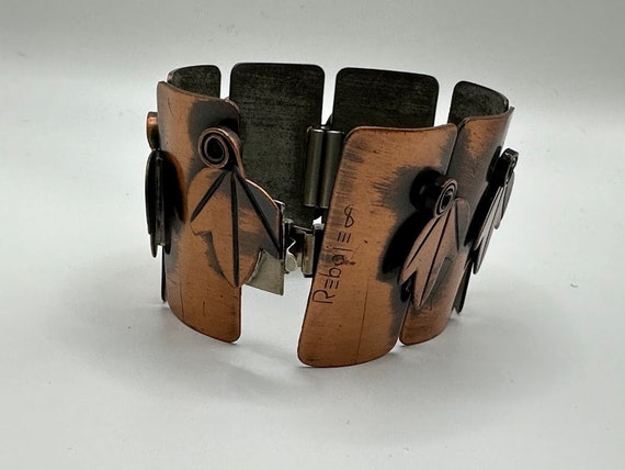 Rebajes Copper Leaf Scroll Bracelet Mid-Century - image 2