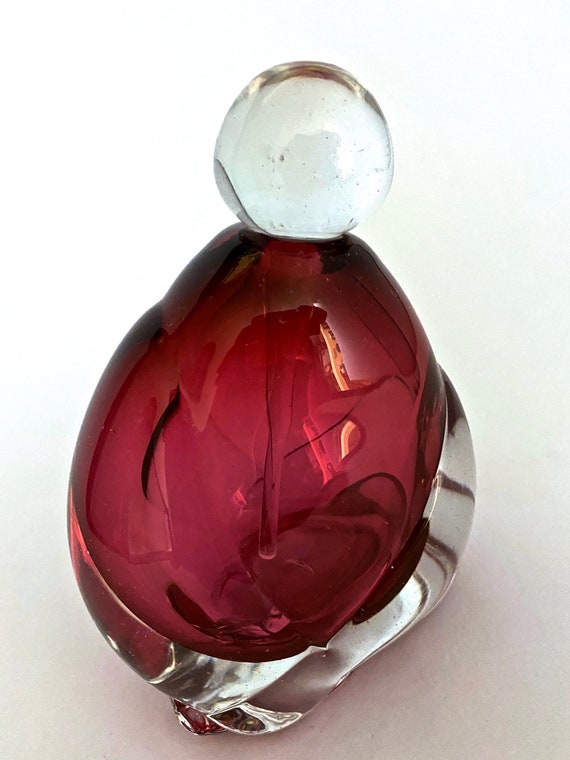 Lisa Rowe Cased Glass Perfume Bottle Red Hand Blo… - image 3