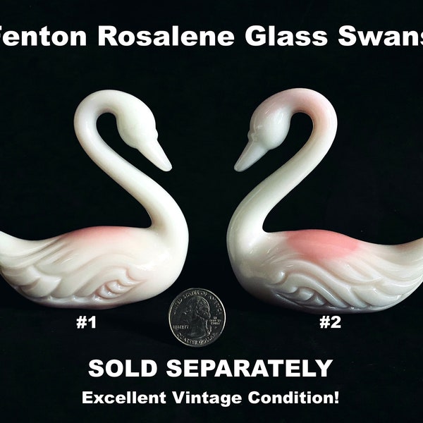 RESERVED Fenton Rosalene Swan Glass Pink Figurine Paperweight 1978 Vintage