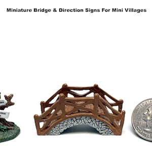 Miniature Village Bridge & Sign Vintage