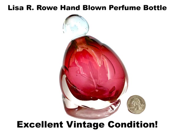 Lisa Rowe Cased Glass Perfume Bottle Red Hand Blo… - image 1