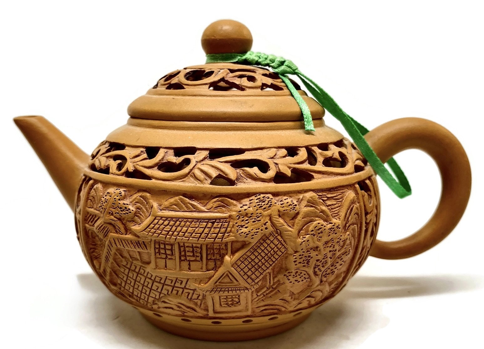 Lot 1384 - A YIXING STONEWARE 'DRAGON AND CARP' TEAPOT