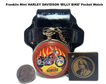 Harley-Davidson BiILLY BIKE Pocket Watch Franklin Mint Vintage