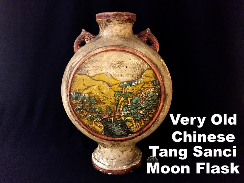 Antique Chinese Tang Dynasty Sanci Moon Flask Asian Pottery Etsy