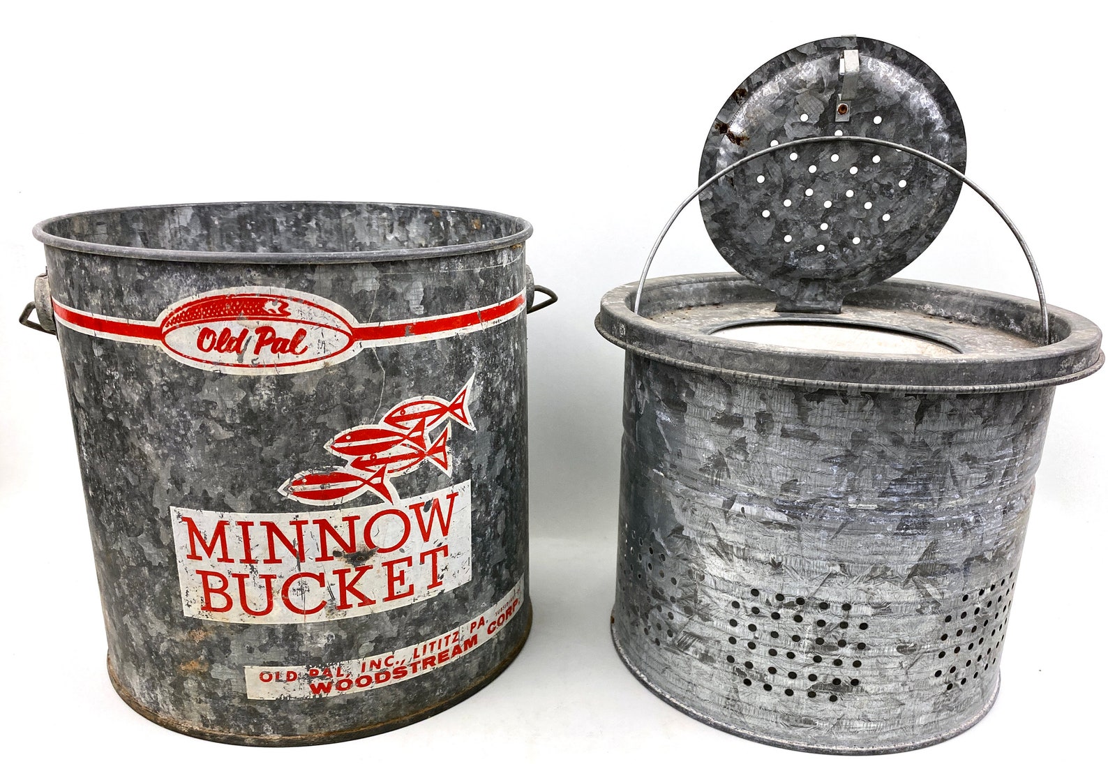 Old Pal Minnow Bucket Bait Galvanized Steel Floating Etsy