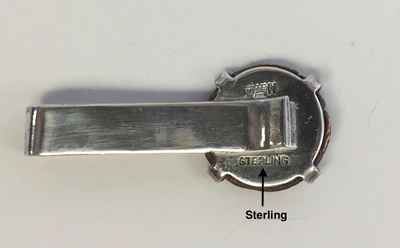 Vintage Sterling Silver Meyer Tie Bar Copper Coin Money Clip Groom Men Jewelry