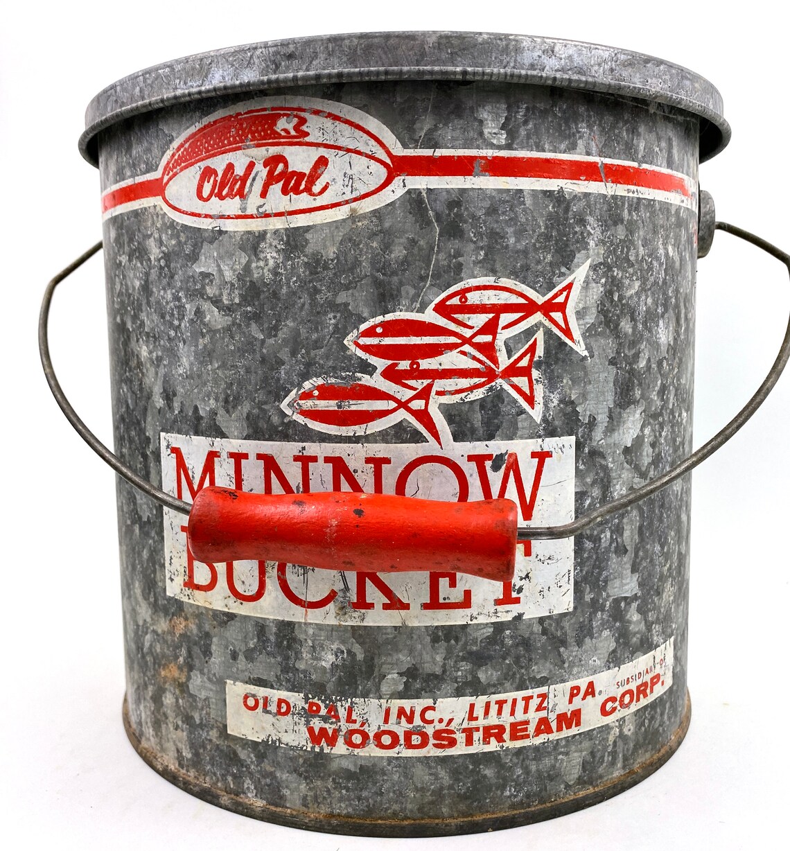 Old Pal Minnow Bucket Bait Galvanized Steel Floating Etsy