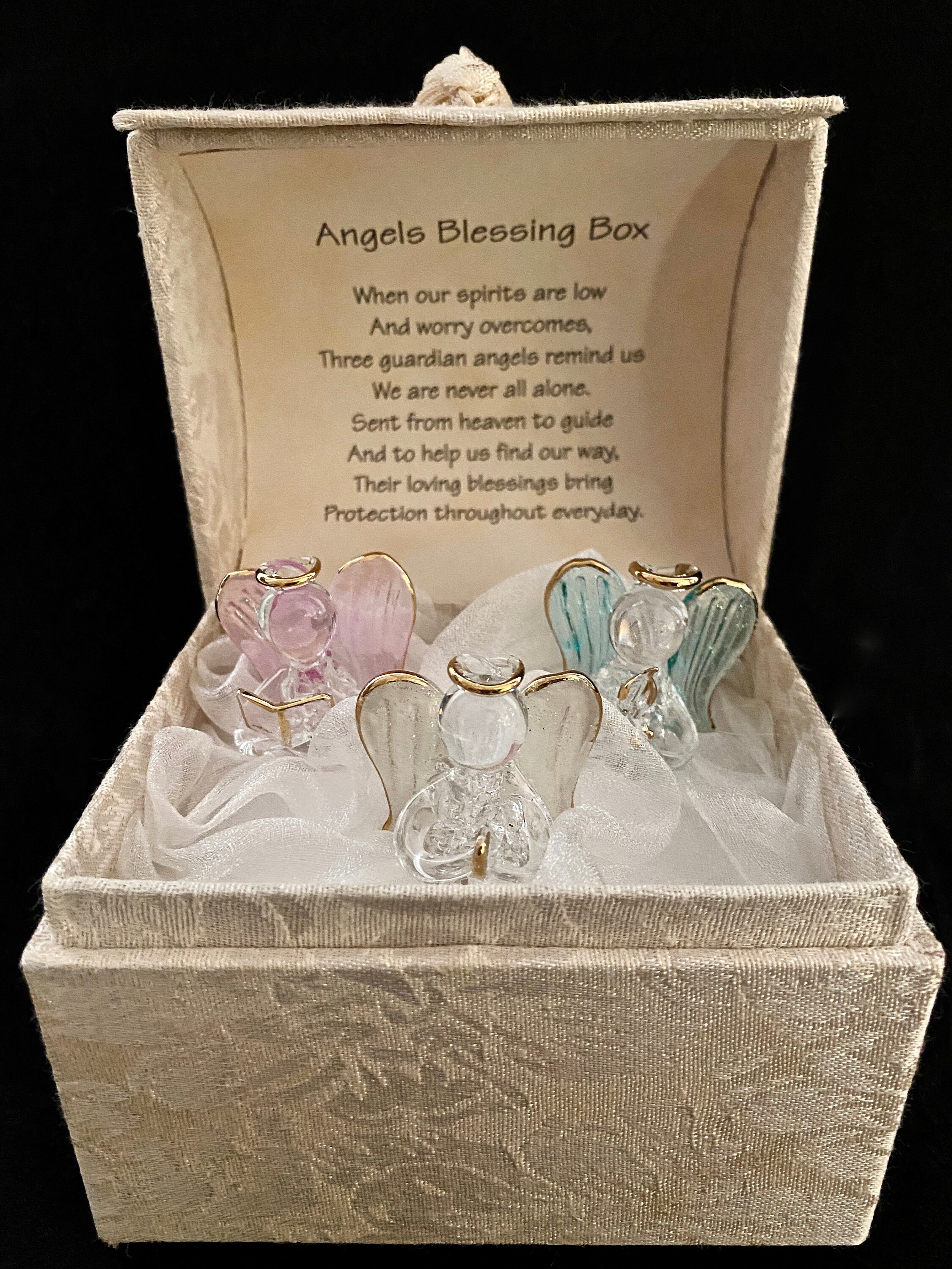 Three Angels Blessing Music Box Fur Elise Handblown Glass Etsy