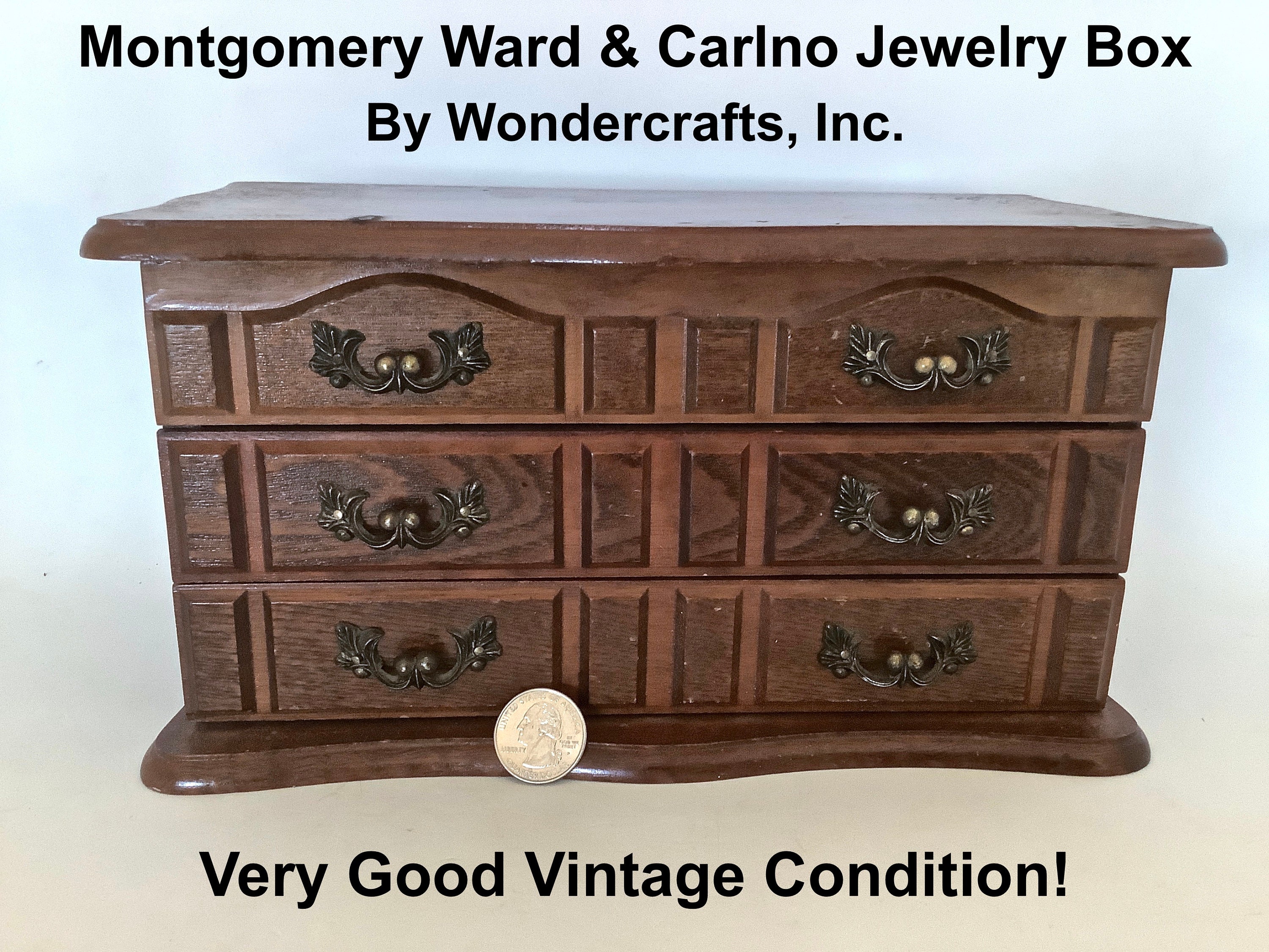 Vintage Montgomery Ward Chest Type Wood Jewelry Box Etsy
