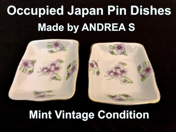 Occupied Japan ANDREA Floral Violet Pin Ring Trink