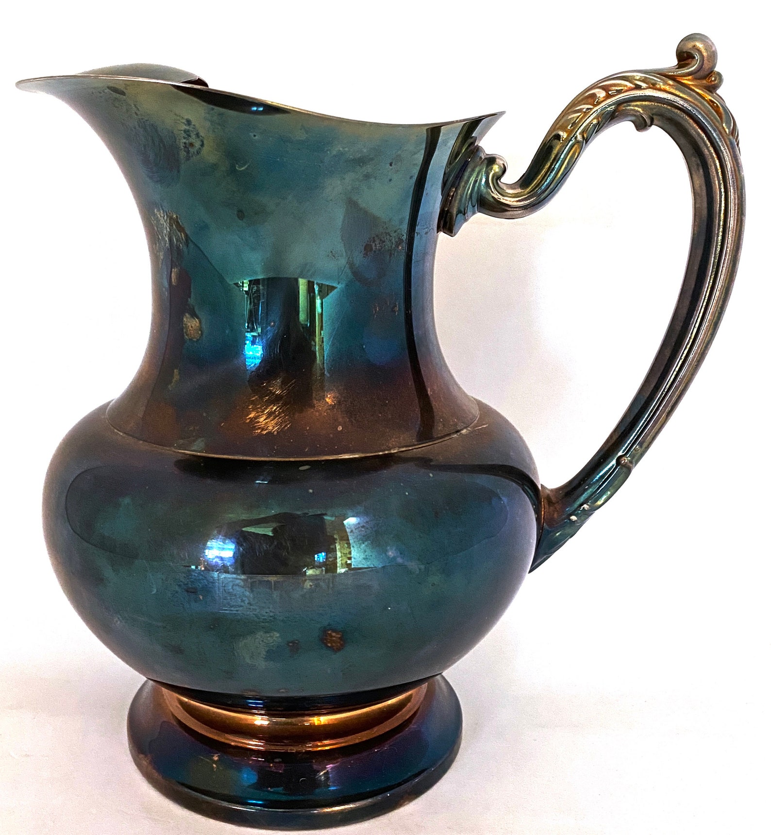 Oneida Holloware Pitcher SilverPlate Water with Ice Lip Etsy