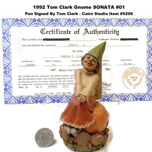 Tom Clark Gnome SONATA #01 Pen Signed 1992 Cairn Studios Item #5206 Vintage