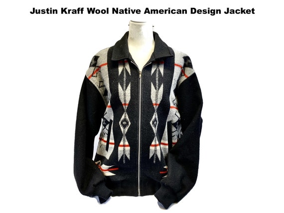 Justin Kraff Southwestern Design Wool Jacket  Vin… - image 1