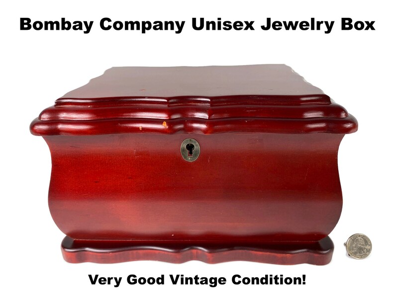 Bombay Mahogany Jewelry Box Chest Hinged Wood Black Velvet Etsy