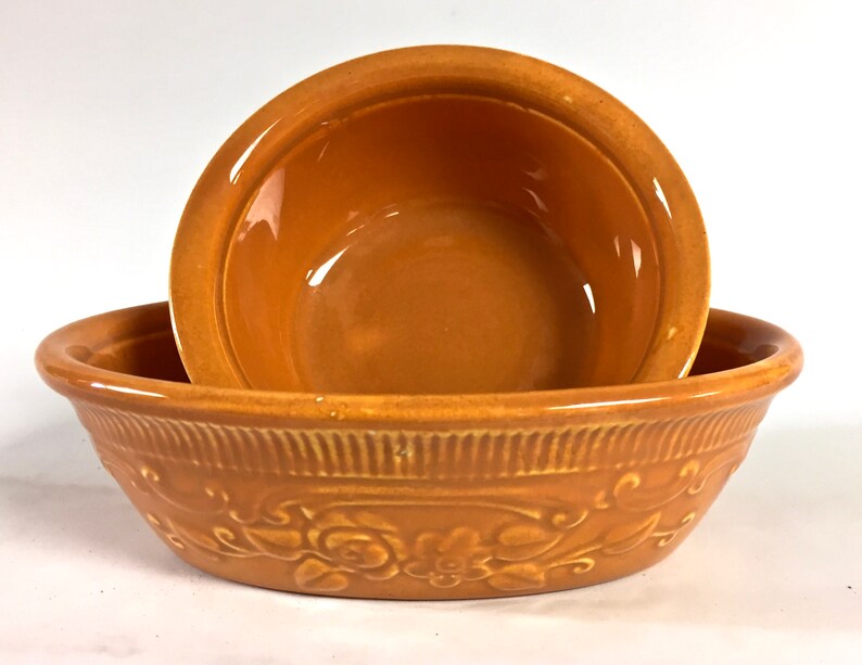 Vintage Homer Laughlin Pumpkin Oven Serve Small Oval Baker and Dessert Sauce Berry Bowl Replacement