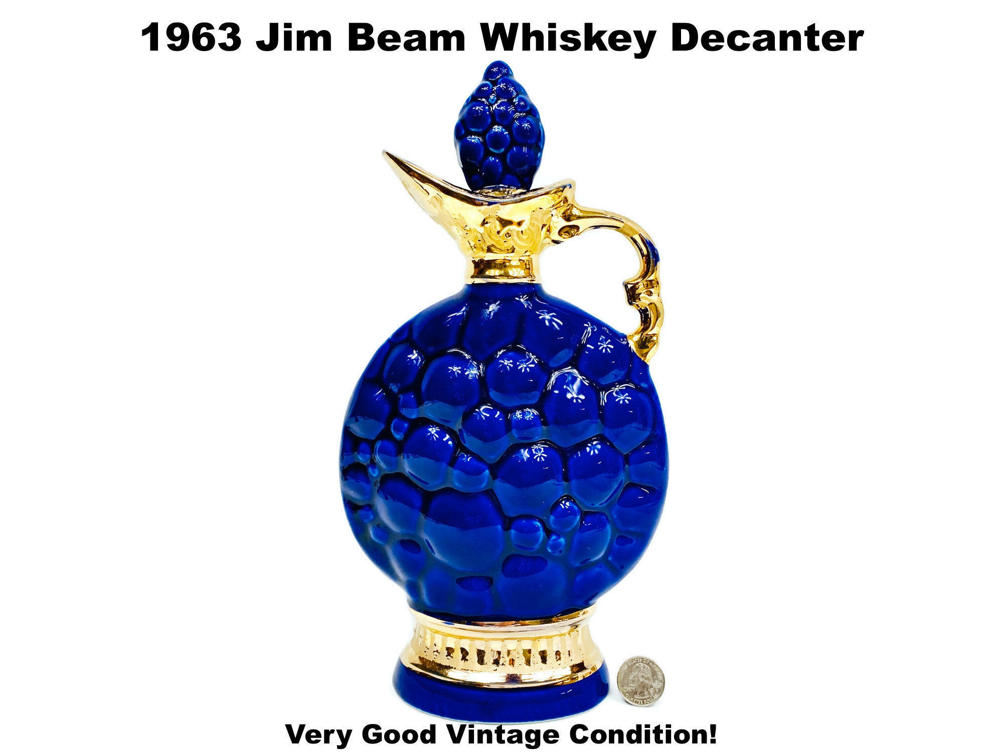 Beam Liquor Decanter Cobalt Gold 1960s Vintage
