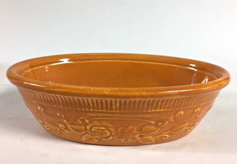 Vintage Homer Laughlin Pumpkin Oven Serve Small Oval Baker and Dessert Sauce Berry Bowl Replacement
