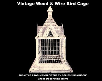 Wood & Wire Bird Cage Victorian Style White Bohemian Vintage