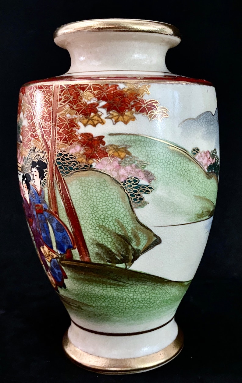 Soko China Hand Painted Satsuma Vase Japan Vintage Etsy