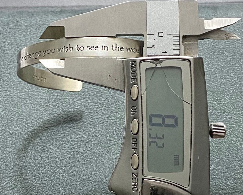 Sterling Silver Mahatma Gandhi\u2019s Quote \u201cBe the change you wish to see in the world\u201d Cuff Bangle Bracelet