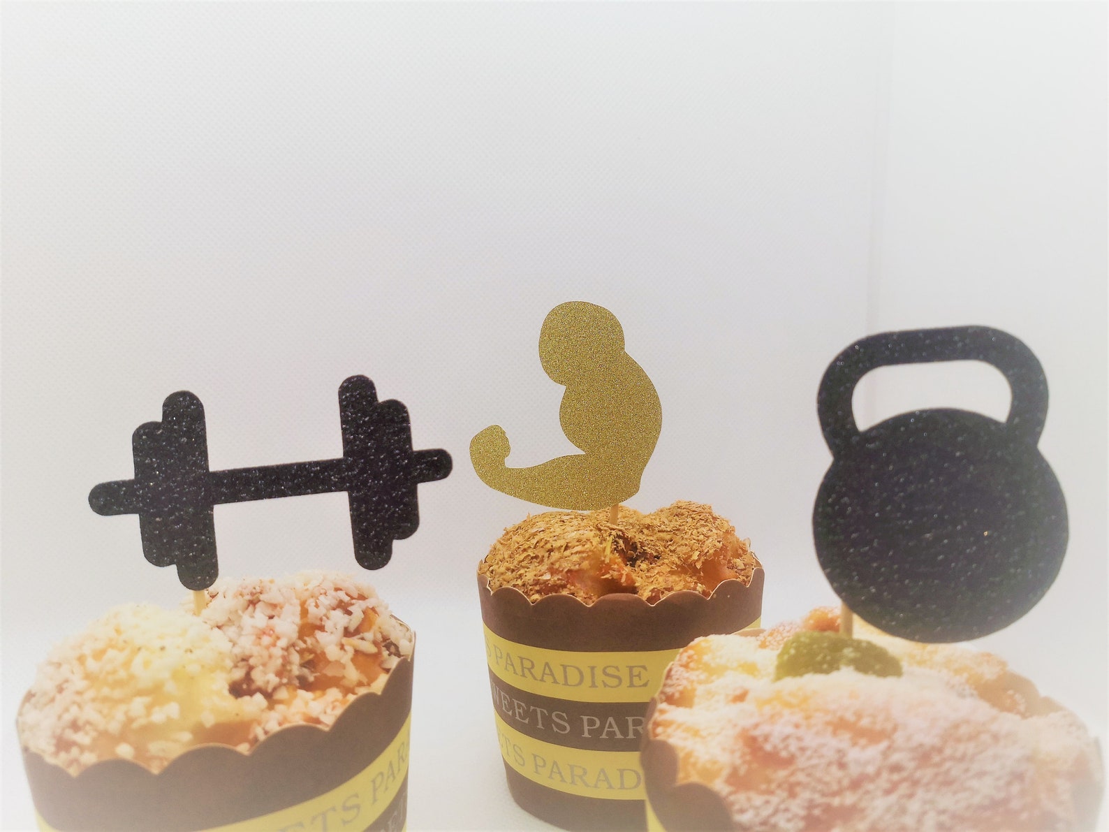 Gym Theme Party Decorations Weight Lifting Cupcake Toppers Etsy