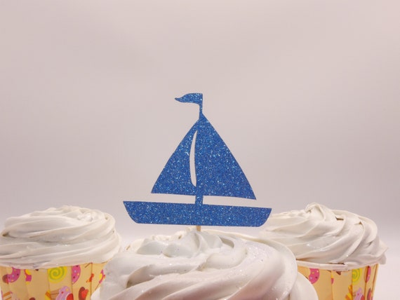 Sailboat Cupcake Toppers, Sail Boat Food Picks, Nautical Cupcake Toppers, Nautical  Party Decor, Sailing Party, Nautical Birthday Decor 
