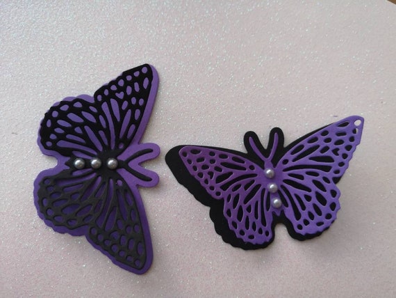 10 Purple And Black Paper Butterflies Table Decorations Etsy