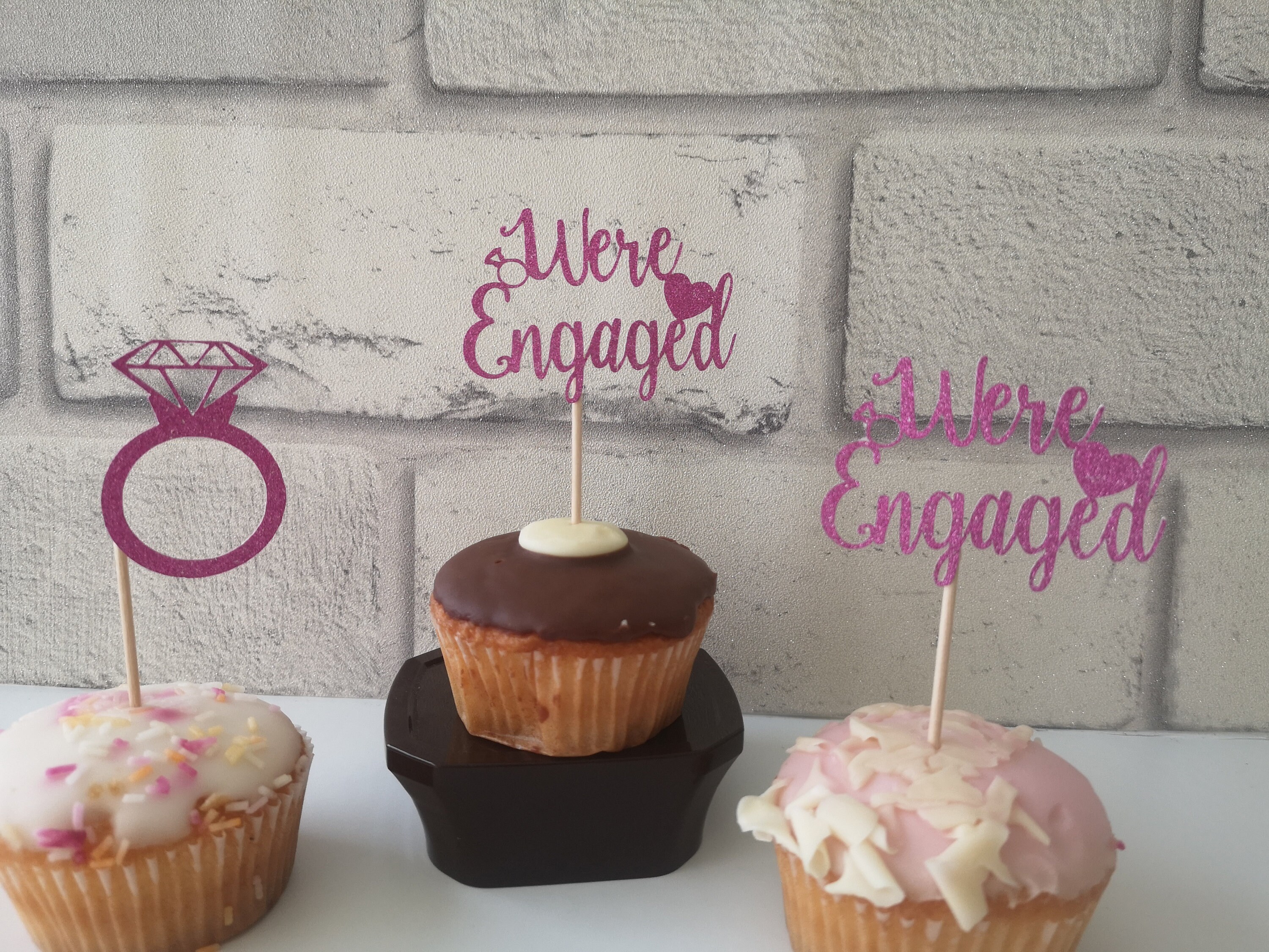 We are Engaged cupcake toppers Engagement Table Decoration Etsy