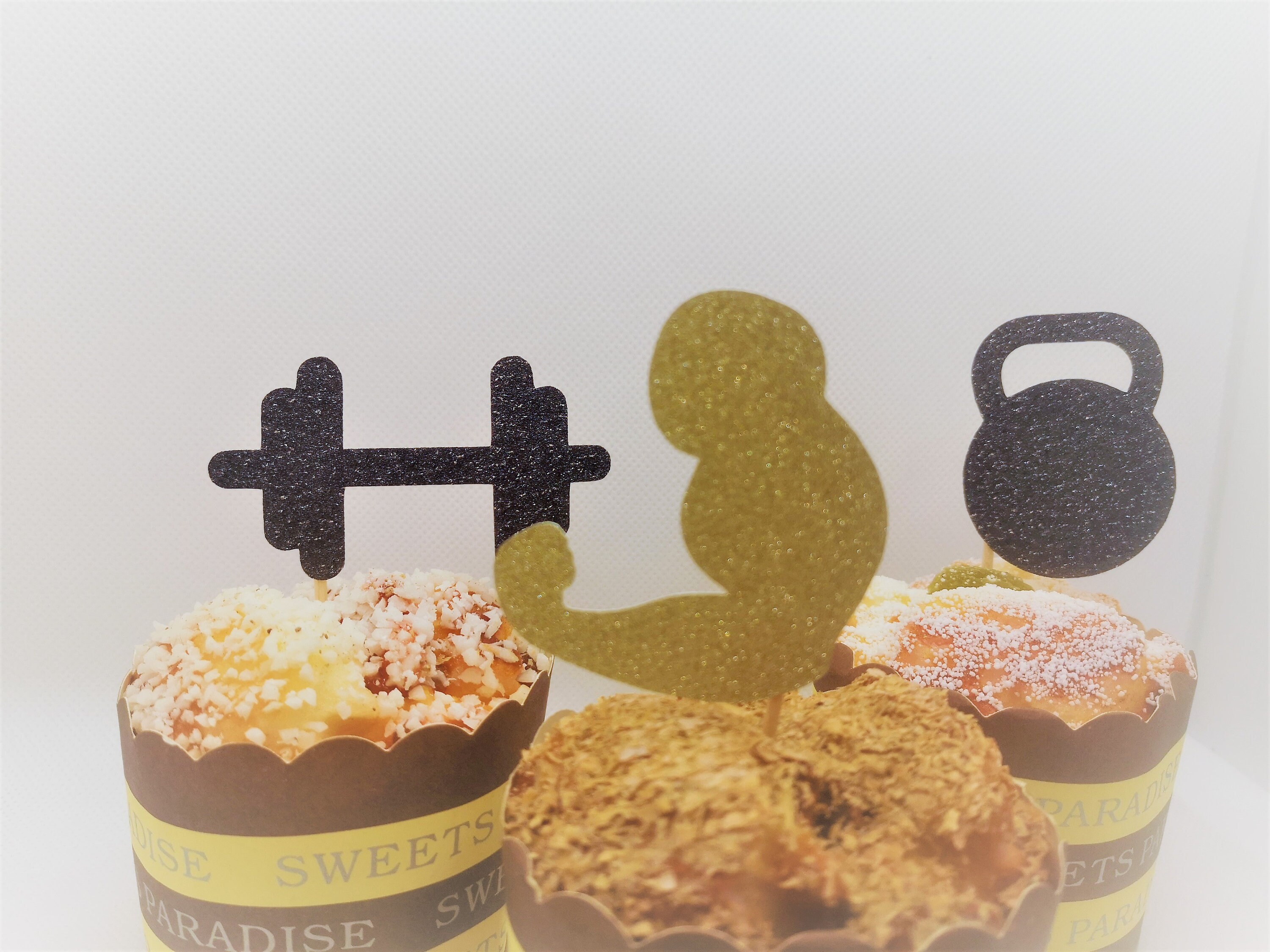 Gym Theme Party Decorations Weight Lifting Cupcake Toppers Etsy