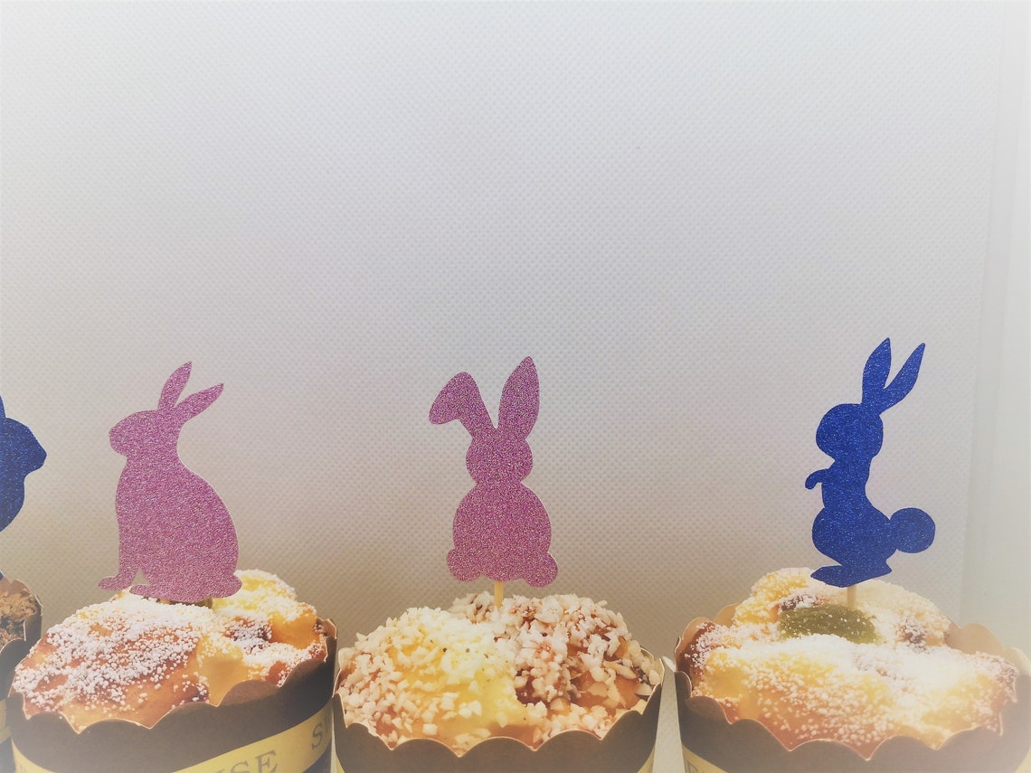 Bunny Cupcake Toppers Rabbit Cupcake Toppers Easter Cupcake Etsy