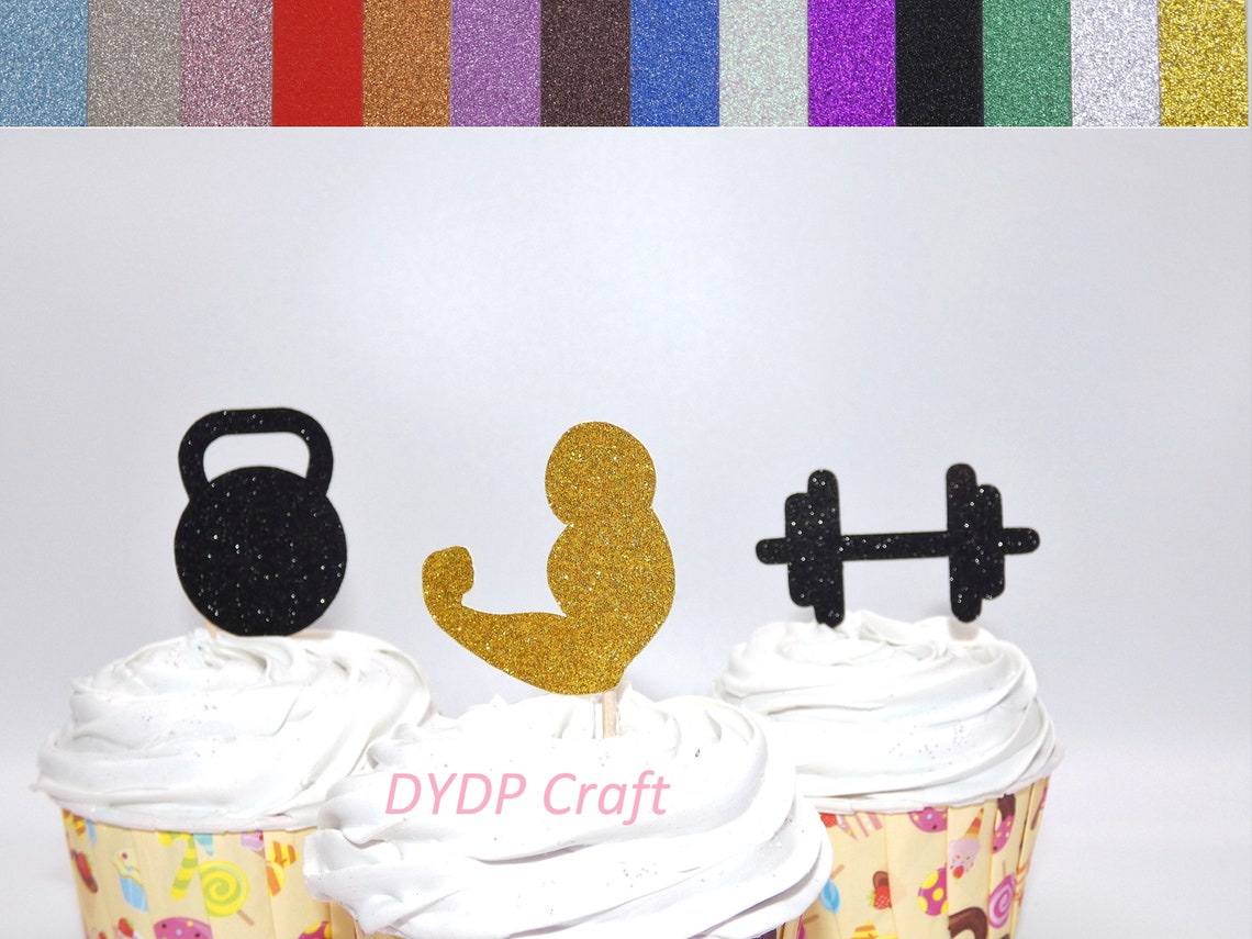 Gym Theme Party Decorations Weight Lifting Cupcake Toppers Etsy UK