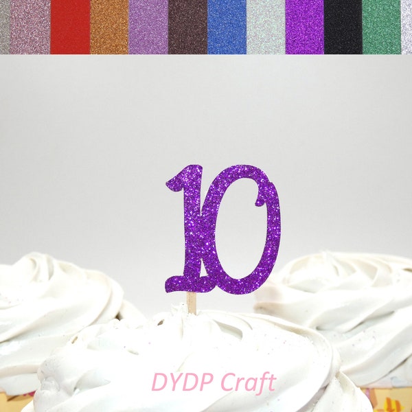 10th Birthday Cupcake Toppers, Age Cupcake Toppers, 10th Bday Cupcake Topper, 10th Birthday Decor, 10th Cake Decoration, Ten Birthday