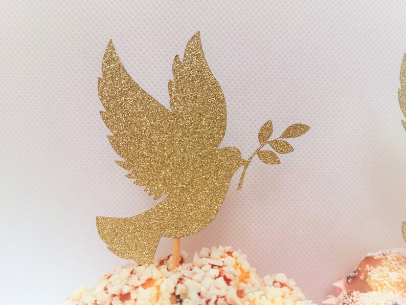 Dove Cupcake Toppers Baptism Cupcake Toppers Christening Etsy