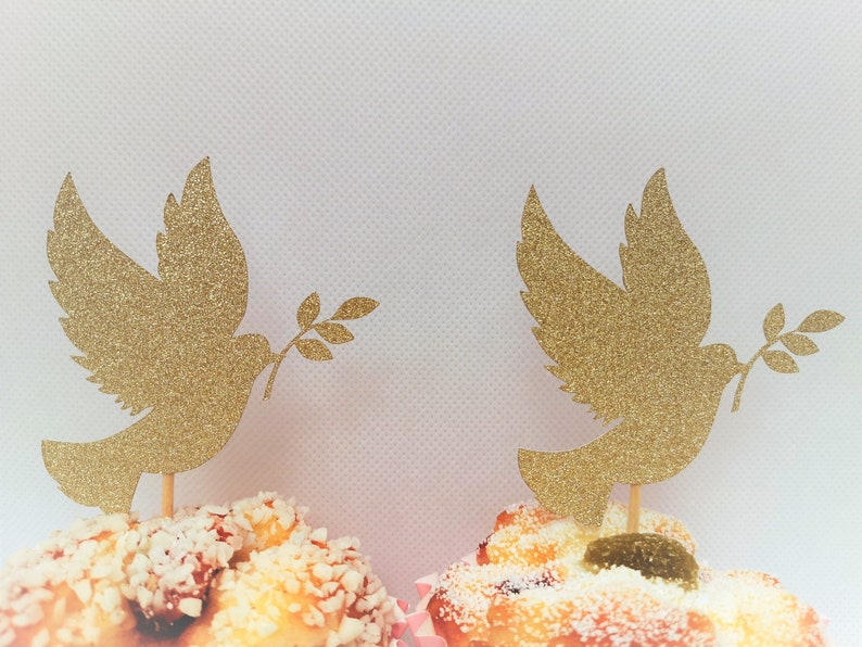 Dove Cupcake Toppers Baptism Cupcake Toppers Christening Etsy
