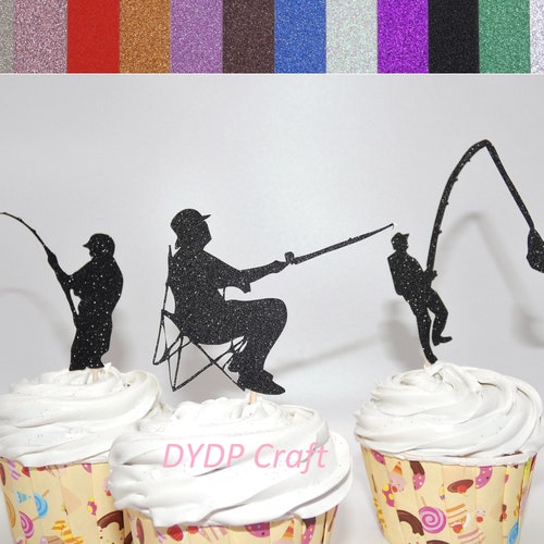 Fishing Cupcake Toppers the Big One Cupcake Toppers Fish Etsy UK