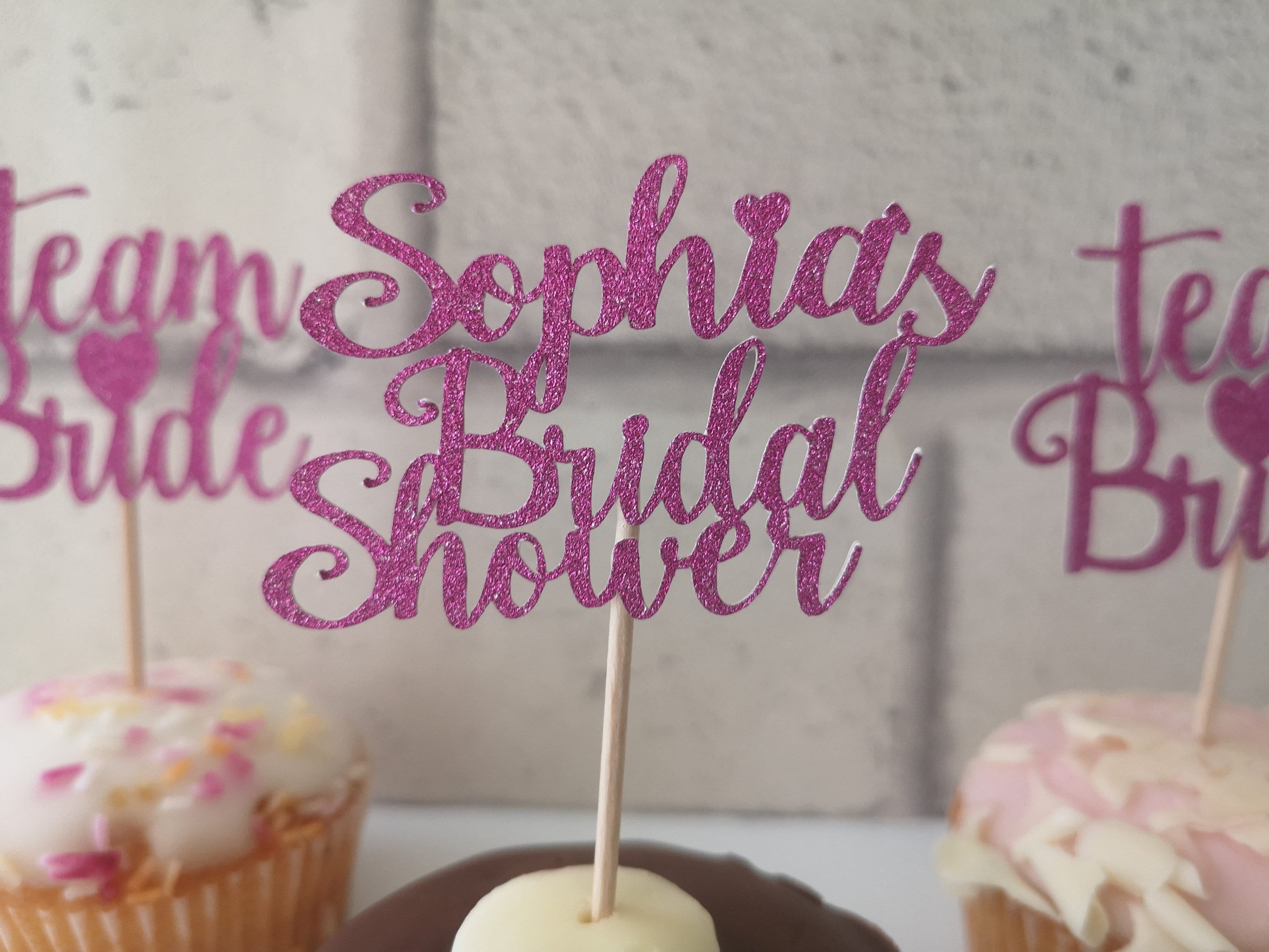 12 Personalised Bridal Shower Cupcake Toppers  Team Bride Cupcake Toppers Bride
