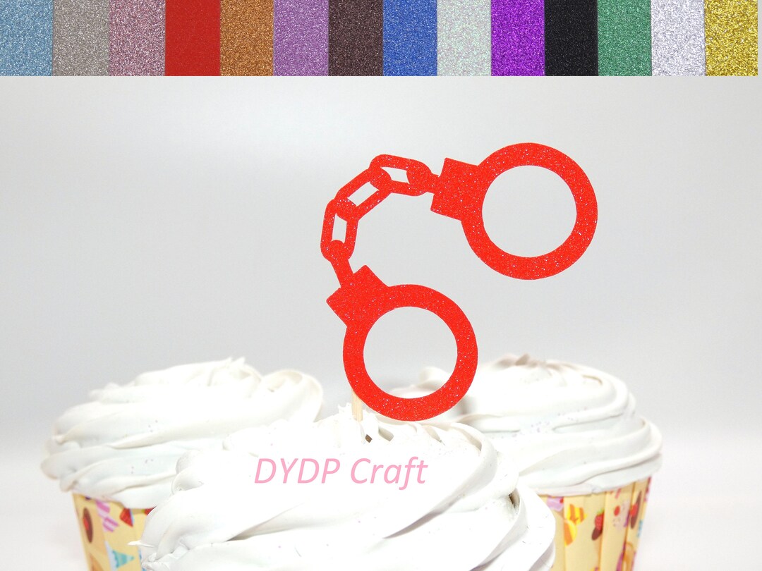 Handcuffs Cupcake Toppers, Police Graduation Party Becor, Police
