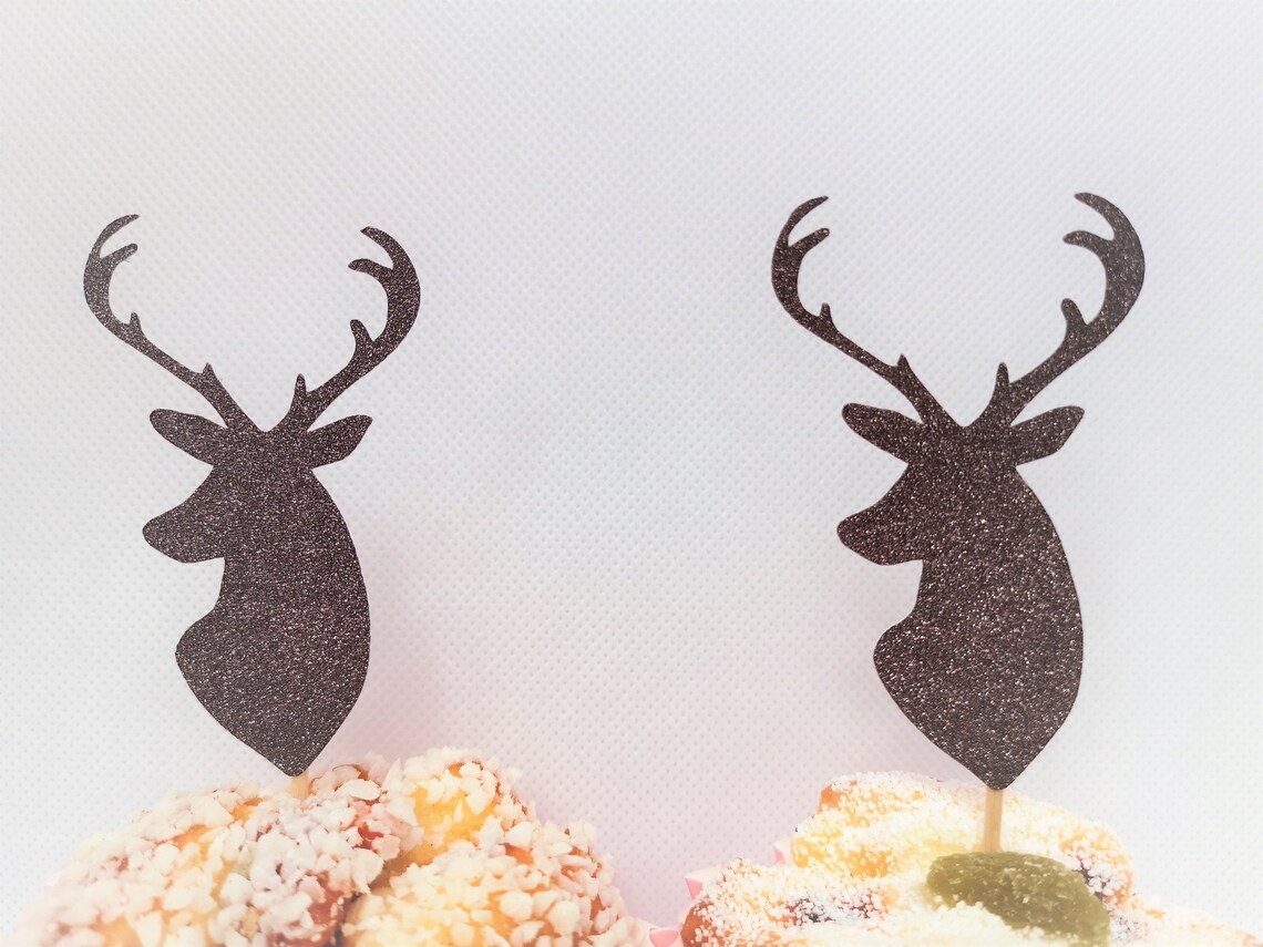Deer Cupcake Toppers Deer Head Cupcake Toppers Deer Food | Etsy