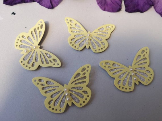 Paper butterflies Wedding Party table decorations pink and craft brown 24pcs 3D