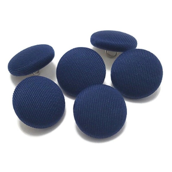 Fabric Buttons, Navy Blue Buttons, Shank to Sew, Pinback to Pin, Flatback to Glue, Fabric Covered Buttons, Sewing Buttons, Handmade USA