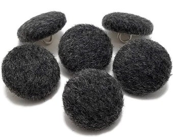 Wool Buttons, Gray Fabric Buttons, Shank Buttons for Sewing, Coat Buttons, Sweater Buttons, Fabric Covered Buttons, Cosplay Handmade USA