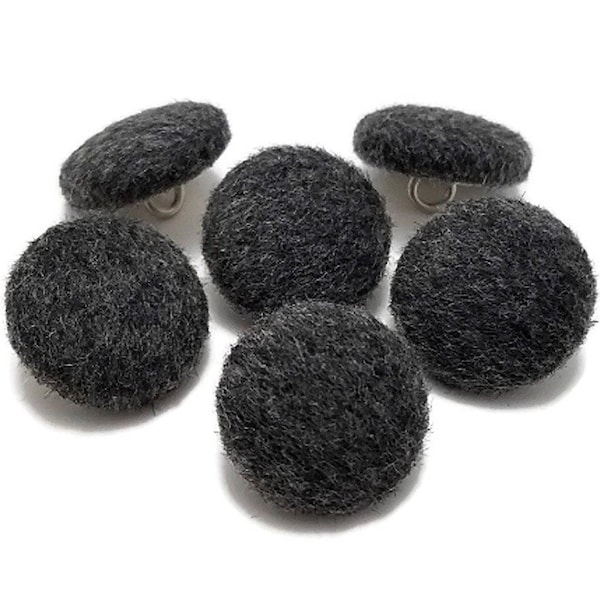 Wool Buttons, Gray Fabric Buttons, Shank Buttons for Sewing, Coat Buttons, Sweater Buttons, Fabric Covered Buttons, Cosplay Handmade USA