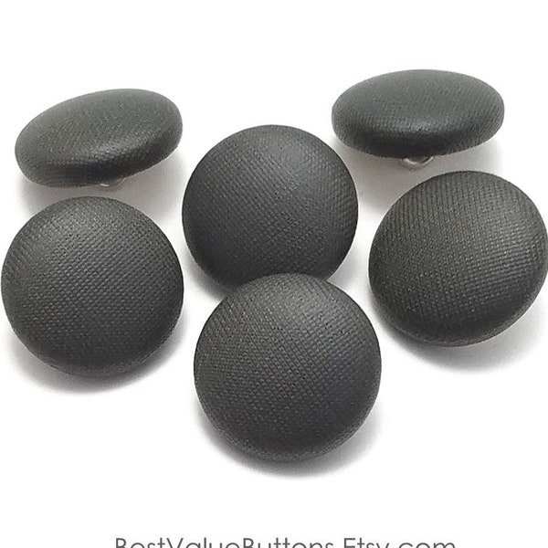 Pleather Buttons, Matte Dark Gray Pleather Faux Leather Buttons, Shank, Pinback, Flatback Fabric Covered Buttons, Cosplay Handmade USA